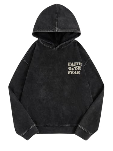 WDIRARA Men's Y2k Letter Graphic Distressed Long Sleeve Hoodie Vintage Hipster Loose Fit Hooded Sweatshirt2