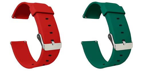 Image of ACM Pack of 2 Watch Strap Silicone Belt 20mm compatible with Inbase Urban Lyf M Smartwatch Casual Classic Band (Red /Green)