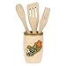 THUN - Porta Mestoli con 3 Mestoli - Complementi d'Arredo, Living - Idea Regalo - Linea Country - Ceramica, Legno - Ø 10 cm; 15,5 cm h