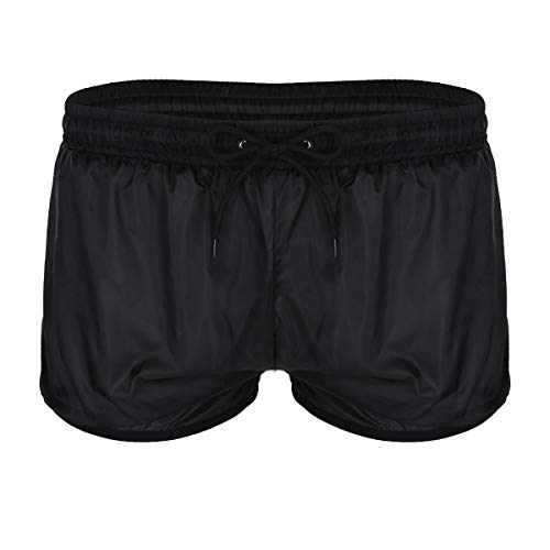 Men's Drawstring See-Through Swim Trunks Boxer Beach Shorts Swimsuits Quick Dry Loose Underwear