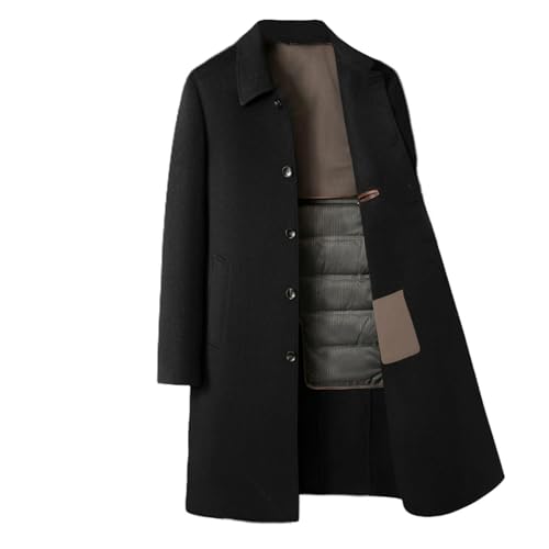 Manteau long en laine homme avec doublure amovible en duvet pour l'hiver