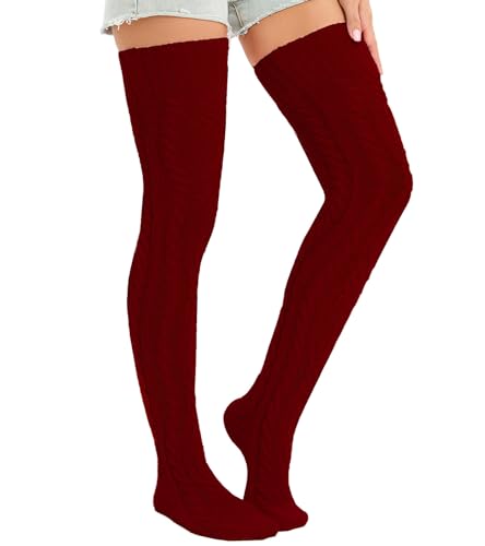 Image of Sexybody Women's Thigh High Socks Over the Knee Knit Socks, Winter Leg Warmers Stockings Knee High Tube Arctic Fleece