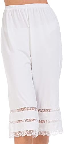 MANCYFIT Pettipant Half Slip for Women Bloomers 12-18" Inseam Wide Leg Lace Pajama Pants White XX-Large