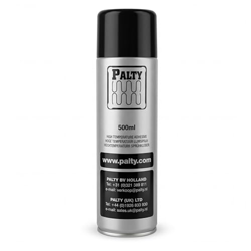 PALTY Colle en Spray Haute Température 110°C 500 ml – Colle Contact pour Sellerie Automobile, Mousse, Tissu et Garniture Intérieure – Buse Réglable