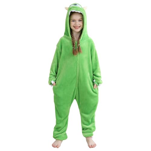QSTYLE Unisex Children Green Onesie Halloween Costume Christmas Pajamas For Girls and Boys 8-9Y