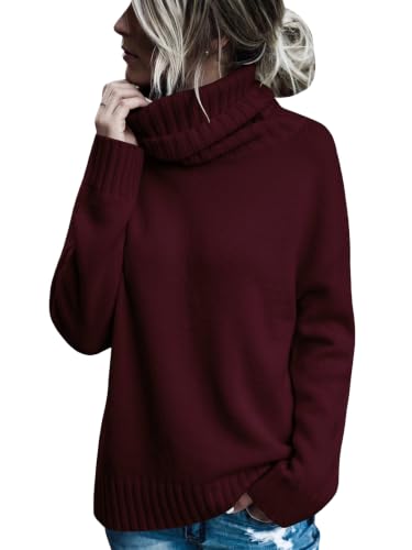 Image of FISACE Womens Oversized Turtleneck Pullover Sweater Cable Knit Sweater Tops | Long Sleeve,Slouchy,Fall,Winter,Lightweight,Loose,Trendy,Casual,Sexy