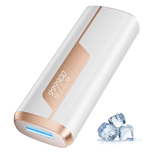 AMINZER IPL Hair Removal Device, Ice-Cooling 3 in 1 Laser Hair Removal Device with 9 Levels, 999,900 Flashes,Painless IPL Laser Hair Remover for Women Men, Armpits Facial Legs Bikini Line