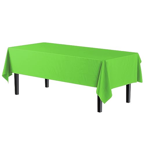 Image of Party Solids Lime Green Rectangular Plastic Tablecloth - 54x108 Inch, Pack of 24