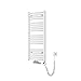 Heilmetz Badheizkörper Elektrisch Weiß 1000 x 400 mm mit Digitalem Thermostat oder Warmwasser Handtuchtrockner Gebogen Mittelanschluss Gebogen 300 Watt