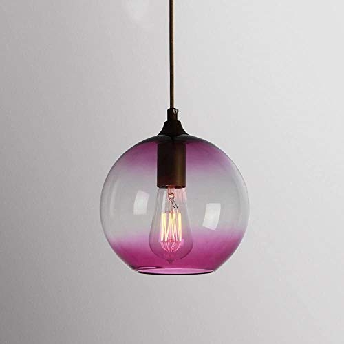 Suspension boule violette ajustable résout problème éclairage table cuisine
