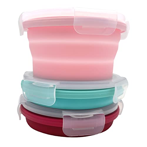 Sycle circle 3 Pcs Petits Récipients Alimentaires en Silicone Ensemble de Boîtes de Rangement Déjeuner Bento Box Sans BPA Passe au Micro-ondes Lave-vaisselle et Frigo Cover