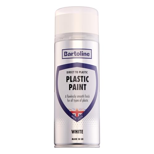 Bartoline Direct to Plastic Paint White 400ml Gloss Finish No Primer Needed All-in-One Plastic Spray Paint for Furniture, Bumpers and DIY Weather-Resistant Finish for Indoor and Outdoor Use