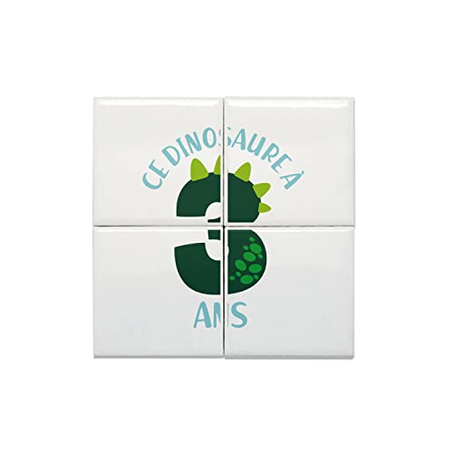 Décoration chambre enfant céramique dinosaure lot de 4 carreaux pour mur de jeux