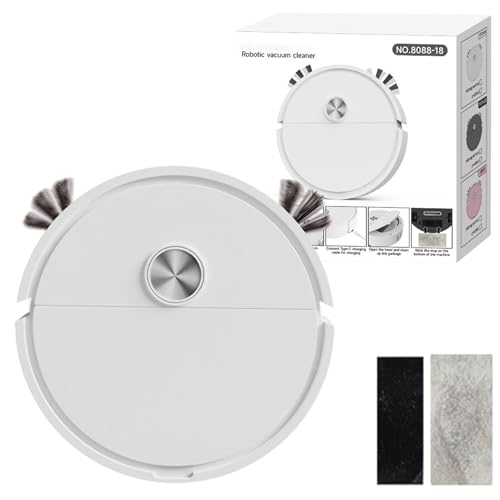 Riaisttd Robot aspirador, máquina eléctrica automática – Aspirador automático para pelo de animales – Para casa, oficina, apartamento, salón, cocina, alfombras, suelos de madera dura y azulejos
