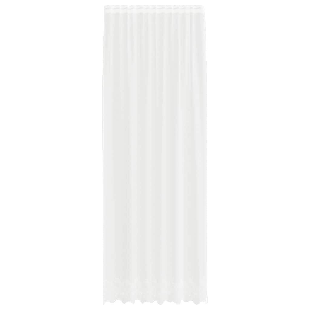 Elegancka zasłona koronkowa, kwiatowa biel, 260 x 150 cm, z poliestru, nieprzejrzysta, filtrująca światło, do salonu, sypialni, biura, 4 metody instalacji, izolacja termiczna