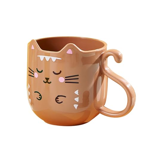 Guaber Preciosa taza de enjuague bucal con diseño de gatito divertido lavado grueso para el baño diario uso diario enjuague bucal