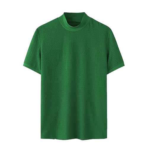 Turtleneck Shirts for Men Solid Mock Neck Muscle Tshirts Slim Lightweight Short Sleeve Undershirt Fall Basic Tee Top3