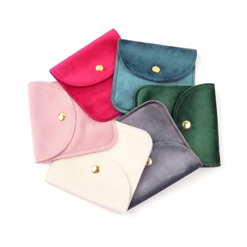 1Pc Jewelry Bag Portable Jewelry Pouch Snap Button Storage Pouch Ring Necklace Earrings Packaging Bag Gift(Pink,Small)4
