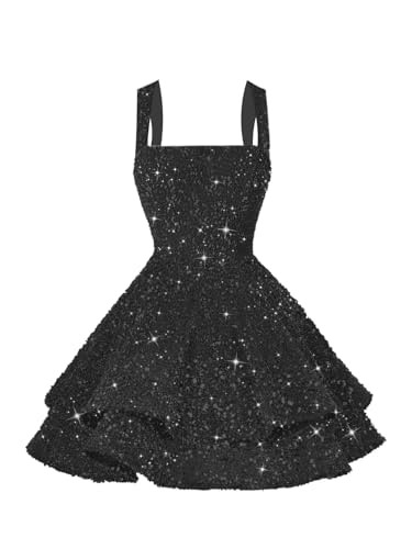 Image of vintys Teens Sequin Short Homecoming Dresses 16 Photo Shoot Tiered Cocktail Party Dress VS116