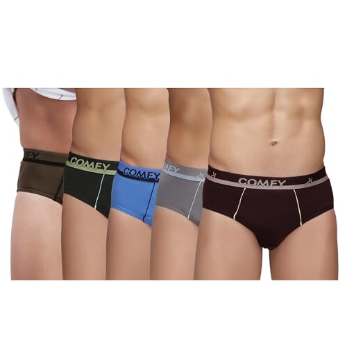 Image of Amul Comfy Men's Pure Cotton Multi Color Brief Pack of 5(Assorted Colour May Vary)