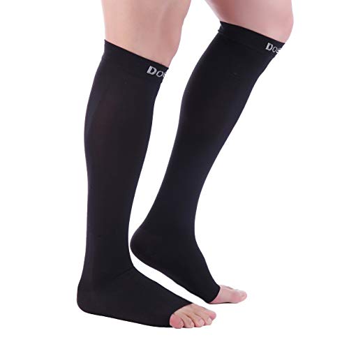 Doc Miller Toeless Compression Socks Women And Men 2 Pair - 20-30Mmhg - Open Toe Compression Socks Women For Shin Splints Varicose Veins Leg Cramps Recovery - Support Circulation - Black Large Size #TOP7