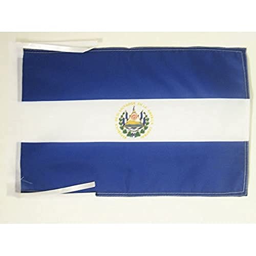 AZ FLAG, El Salvador Flag, 18'' x 12'', 100% Polyester Salavadorian Small Banner with Two Cords, Fade Resistant, Vivid Colors