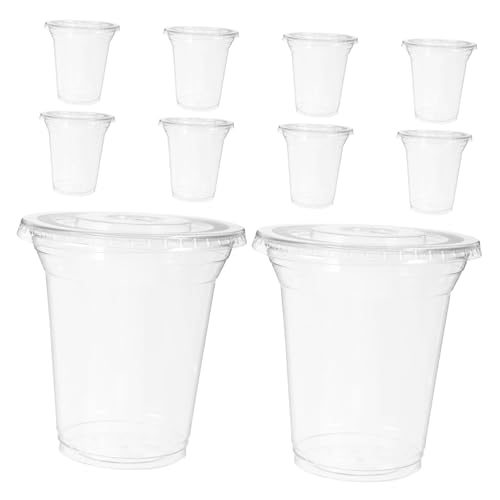 Lurrose 10個 透明クリアカップ 使い捨て飲料カップ 軽量ポータブル 飲食店 カフェ 家用 多用途ジュース コーヒー対応