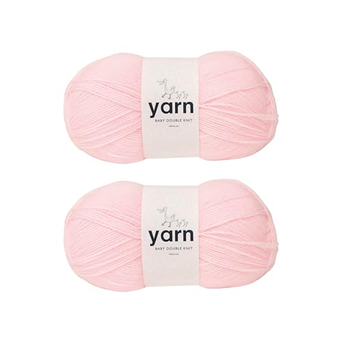Korbond Lot de 2 pelotes de laine acrylique pour bébé de 100 g - Doux, léger, hypoallergénique et durable (200 g/580 m au total)