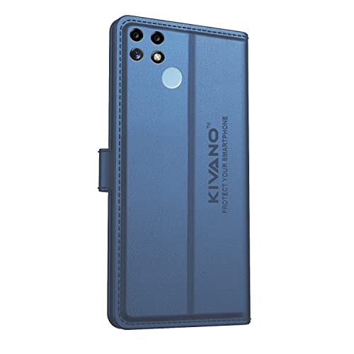 Image of KIVANO Professional Series Wallet Case for Realme C25 / C25s | Luxurious Design | Handcrafted Unique | Premium | PU Leather Flip Cover | Card Slots | Kickstand | Magnetic Closure - Dark Blue