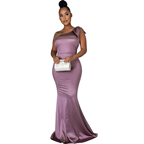 Image of FairyLove Women's One Shoulder Sleeveless Formal Ruched Bodycon Fashion Dress Belted Cocktail Dresses