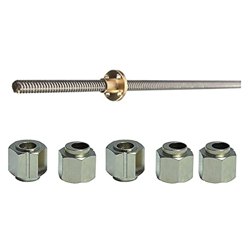 Lysee 3D Printer Parts & Accessories - 1x 8mm Lead Screw Rod Z Axis Linear Rail Bar Shaft 250mm Golden & 5Pcs 5mm Screw Nut Bore Eccentric Spacers - (Color: As Shown)