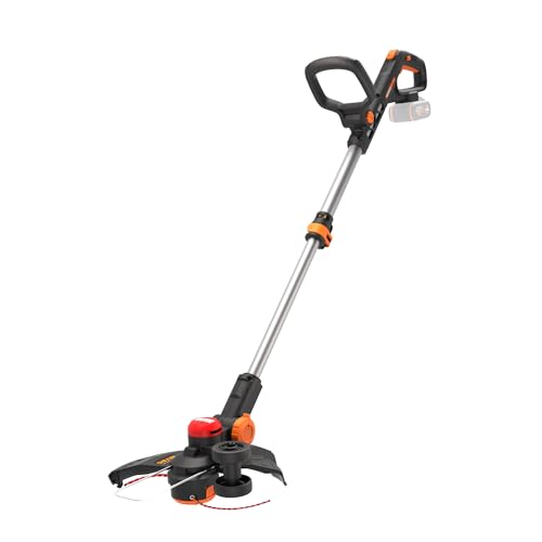 WORX Nitro WG173E.9 Akku Rasentrimmer 20V - leistungsstarker bürstenloser Motor - 33 cm Schnittkreis - Nutzungskomfort Dank des Gummigriffs - PowerShare kompatibel - ohne Akku & Ladegerät