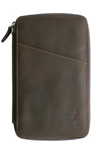 Zero Grid FPH01 Leather Passport Holder - Top Grain Leather Passport Organizer Wallet For 6 Passports, 6 Cards, Cash & More - Rfid Blocking Document Holder For Traveling cover