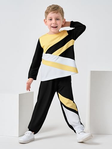 Image of Boy Clothes Plant Camouflage Pants LA Letter Print Top Sweatsuit Fall Boys Outfits Set