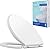 Hibbent Premium Round Toilet Seat with Cover Quiet Close, One-Click to Quick Release, Easy Installation Non-Slip Seat Bumpers, Slow Close Toilet Seat and Cover, Easy Cleaning-White Color