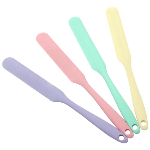 4 Pcs Silicone Jar Spatulas, Non-Stick Heat Resistant Cake Cream Spatulas Set, 9.8 inch Cake Cream Butter Spatulas(4 colors?
