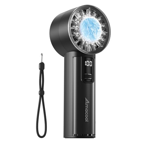 Image of AMACOOL Handheld Fan with Ice Cooler, Mini Portable Fan Rechargeable, 18Hrs Cooling, 0-100 Adjustable Speed, Small Yet Powerful, Personal Hand Fans for Travel, Beach, Outdoor, Makeup, Gifts for Women