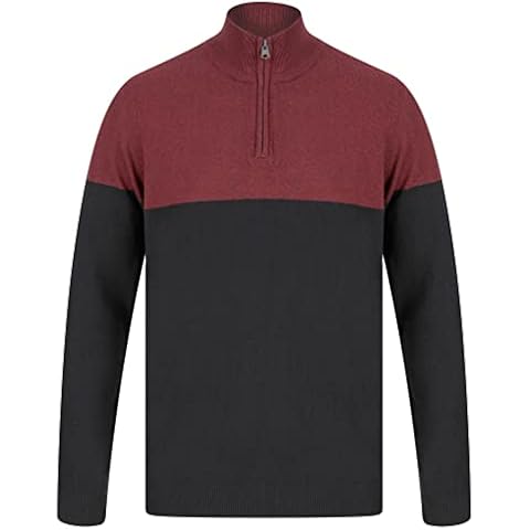 Kensington Eastside Men's Debmar Half Zip Funnel Neck Knitted Jumper - Claret - L Cover