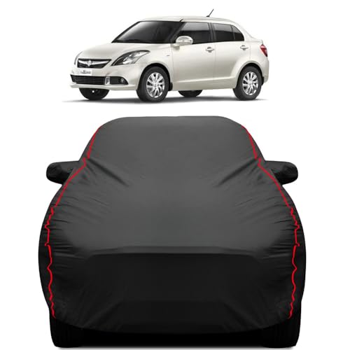 Image of Teenox Polyester Car Body Cover Compatible for Maruti Swift Dzire [2015-2019] All Variants | Heavy Stitched with Piping | All Weather Protection Cover - Black