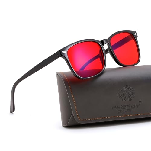Image of FEISEDY Orange Blue Light Blocking Glasses for Woman Men Amber Lenses Computer Gaming Glasses for Better Sleep