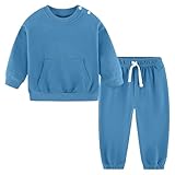 Baby Boy Clothes Outfits Infant Fall Winter Cotton Long Sleeve Shirt Sweatshirt and Sweatpants Jogger Pants Clothing Set ropa para bebé varón Blue 12-18 Months