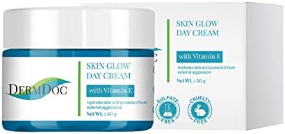 DermDoc Skin Glow Day Cream With Vitamin E, 50 g | Oil Free Moisturizer With Gel Cream Texture For Normal to Oily Skin | Hydrates, Protects Skin From External Aggressors, No Parabens & Sulphates