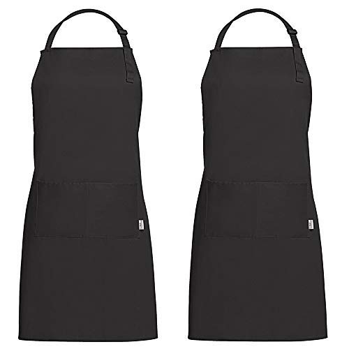 G.a HOMEFAVOR 2 Stücke Chefkoch Grill Schürze für Gewerbe, Restaurants, Privat aus Baumwolle mit Nackenband in Schwarz (70 x 85 cm) Cover