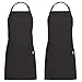 G.a HOMEFAVOR Ensemble de 2 Chef Cuisinier Grill Tablier Restaurant Commercial Home Cuir Bande Coton Cuisine Tabliers en Noir (70 X 85 cm)