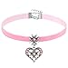 Accessoires de günstig Kaufen-Herdear Bierfest Damen Trachtenschmuck Trachtenkette Dirndl Schmuck Accessoires Herz Edelweiß Halskette Samtband Kropfband mit Strasssteinen Herz und Edelweiß Anhänger (Rosa)