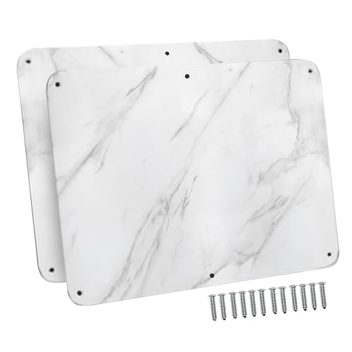 17.5inchX11.5inch Large Stainless Steel Plate for Magnets, 3M Adhesive Back, Mounting Screws, Ideal for Magnetic Shelf, Spice Holders, Fridge Magnets. Mount Anywhere! (Carrara Marble, 2 Pack)