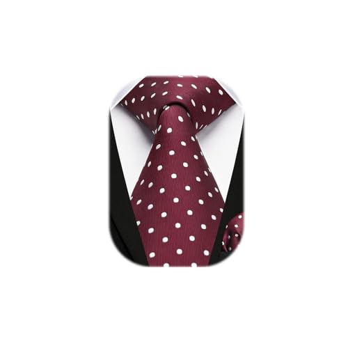 HISDERN Corbatas Vino Rojo Hombre Modernas Conjunto Corbata y Pañuelo Lunares Corbatas Elegante Boda Business
