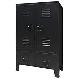 Festnight 42 Inch Tall Wardrobe with Hanging Bars Adjustable Shelves and Storage Drawers Industrial