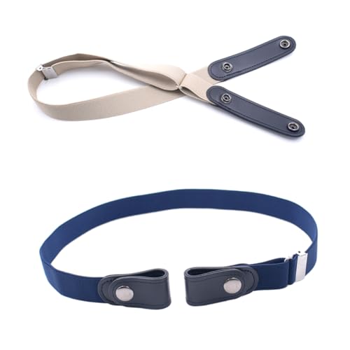 2pcs Men Women Stretch Elastic Waistband Belts No Buckle Elastic Belts for Jeans Pants Dress