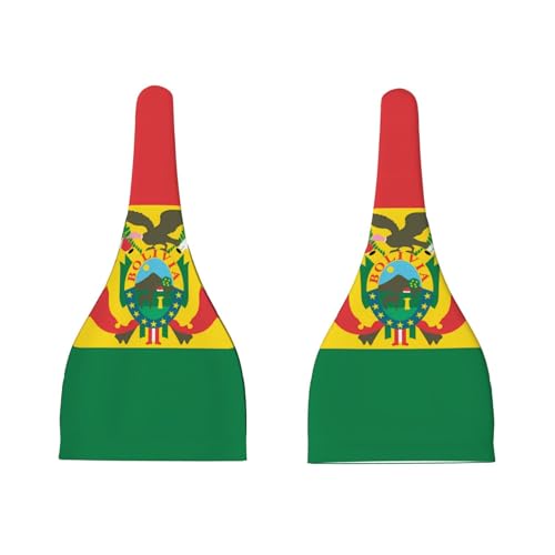 Newborn Baby Hat, Flag of Bolivia Print Soft Top Knot Beanie Cap, Cute Baby Headwear for 0-6 Months Black3